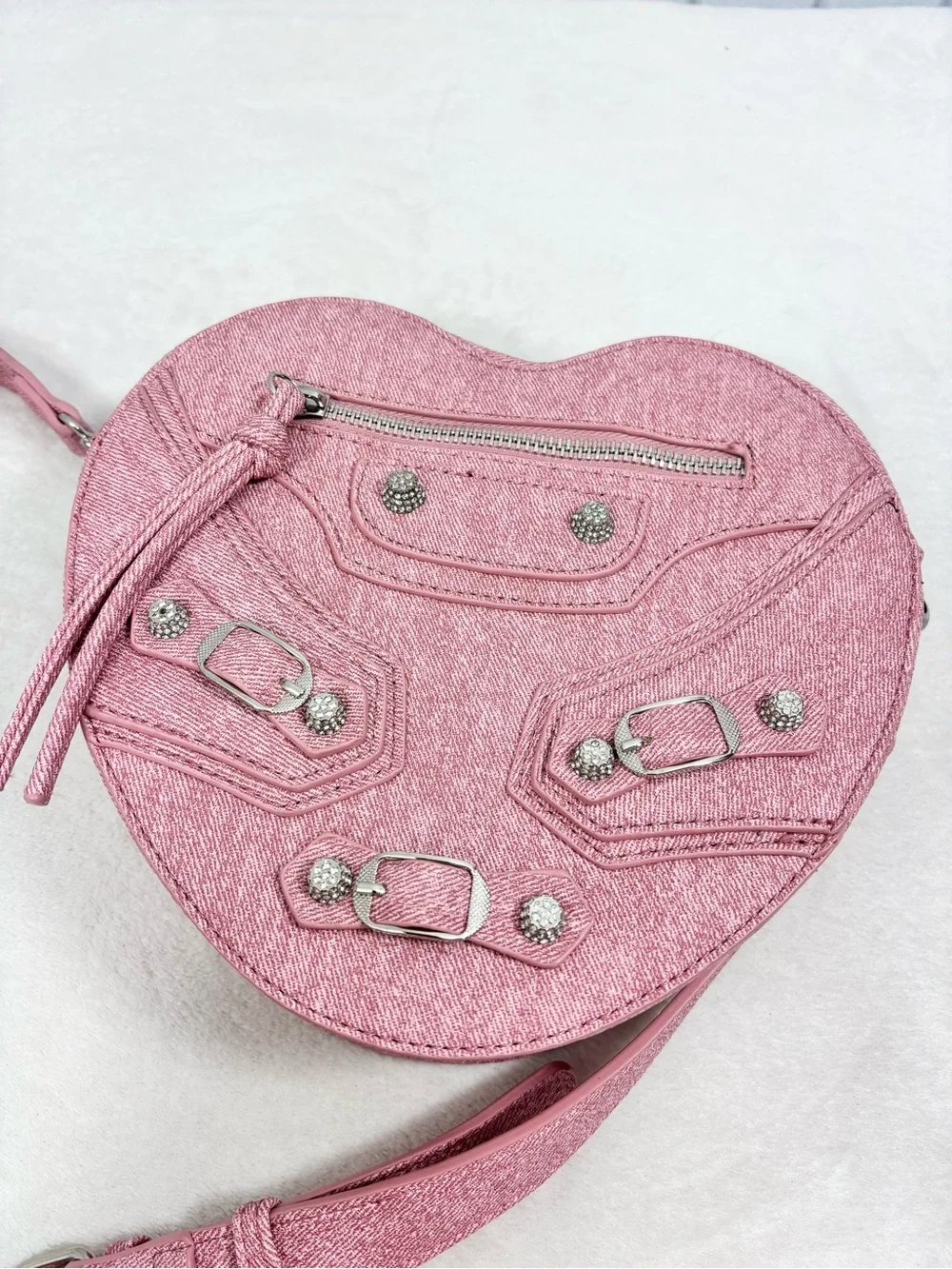Le Miel Pink Heart Crossbody Bag Studded Buckle Y2K  Purse